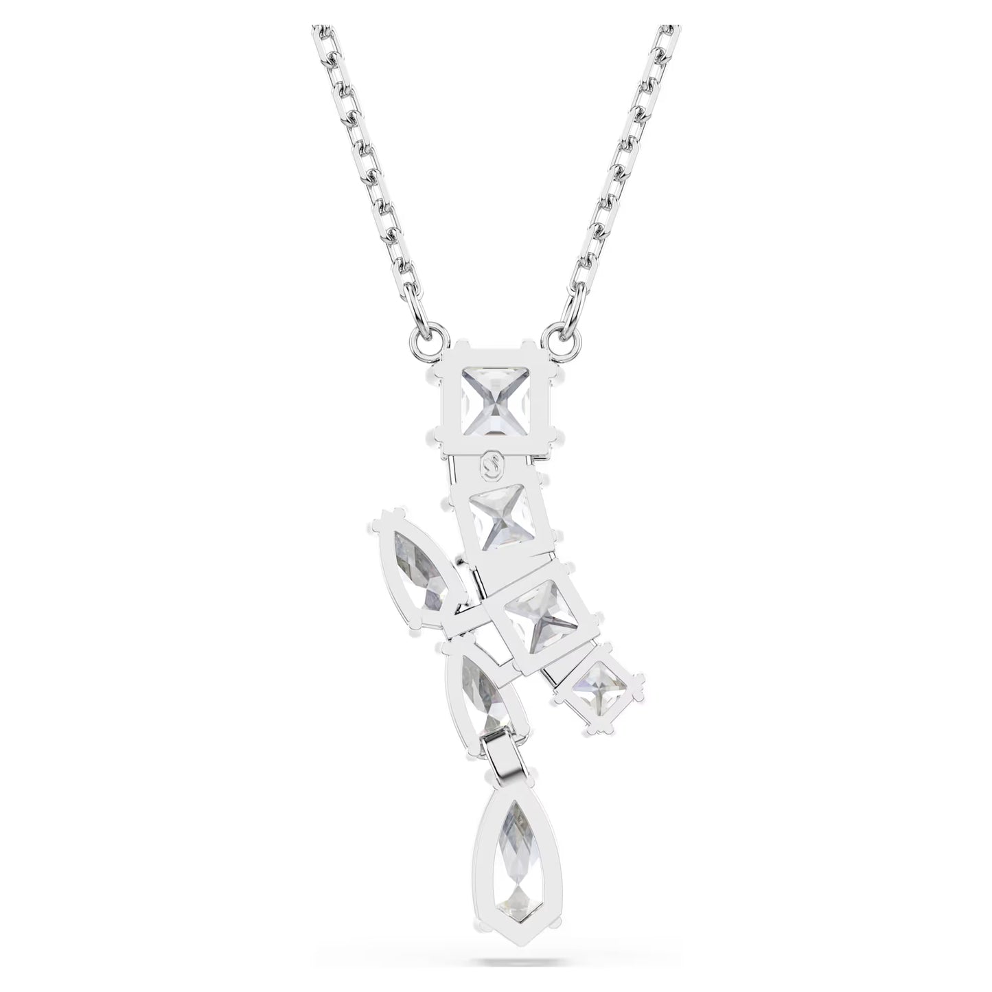 Matrix pendant, Mixed cuts, White, Rhodium