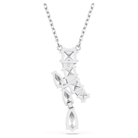 Matrix pendant, Mixed cuts, White, Rhodium