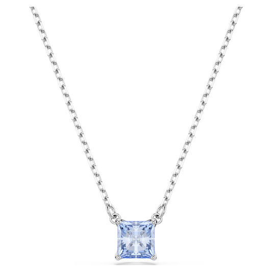 Matrix pendant, Square cut, Blue, Rhodium plated