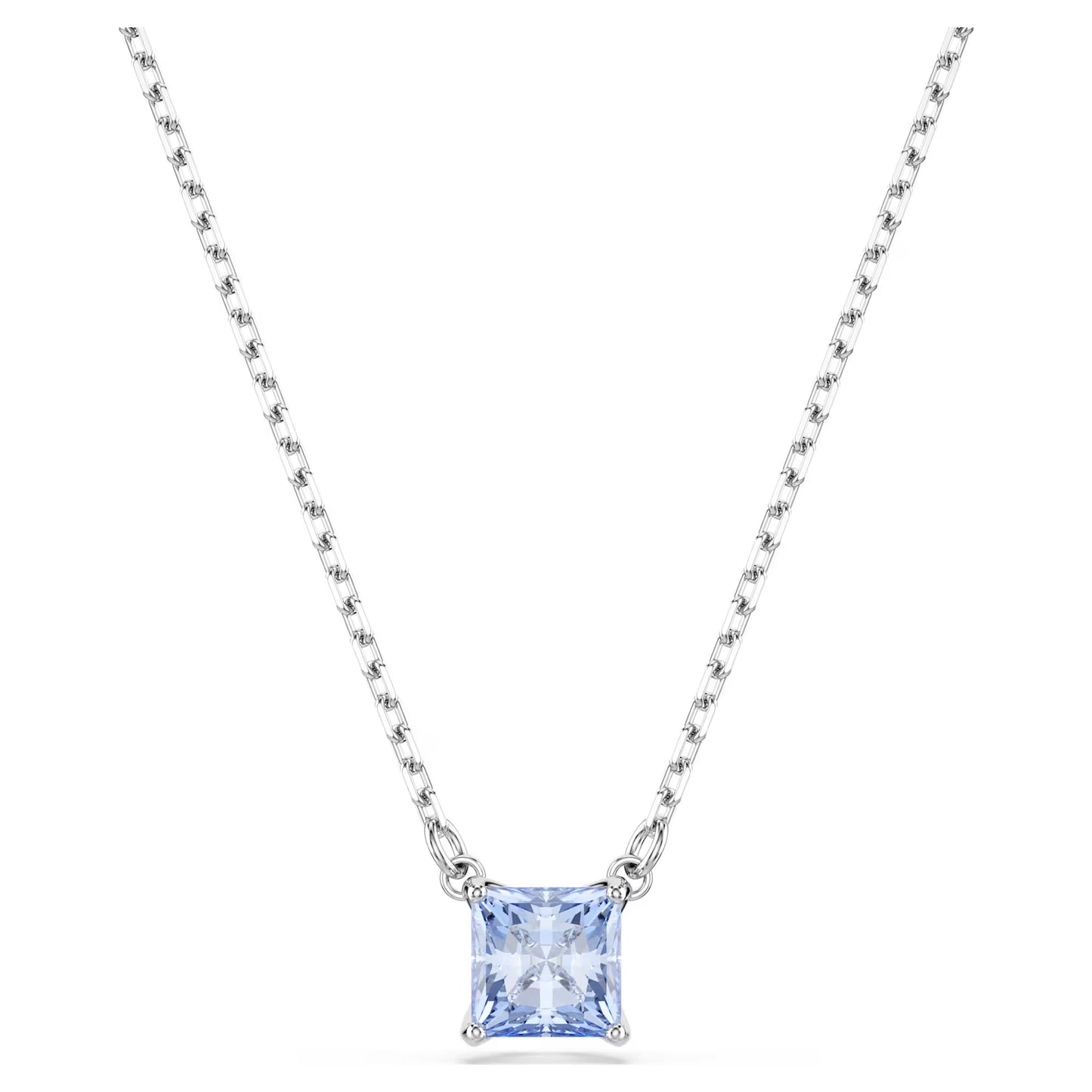 Matrix pendant, Square cut, Blue, Rhodium plated