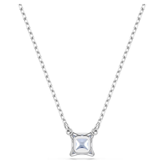 Matrix pendant, Square cut, Blue, Rhodium plated