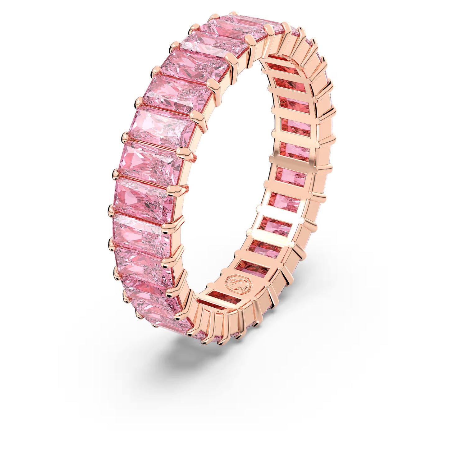 Matrix ring, Baguette cut, Pink, 18k rose gold finish, S58