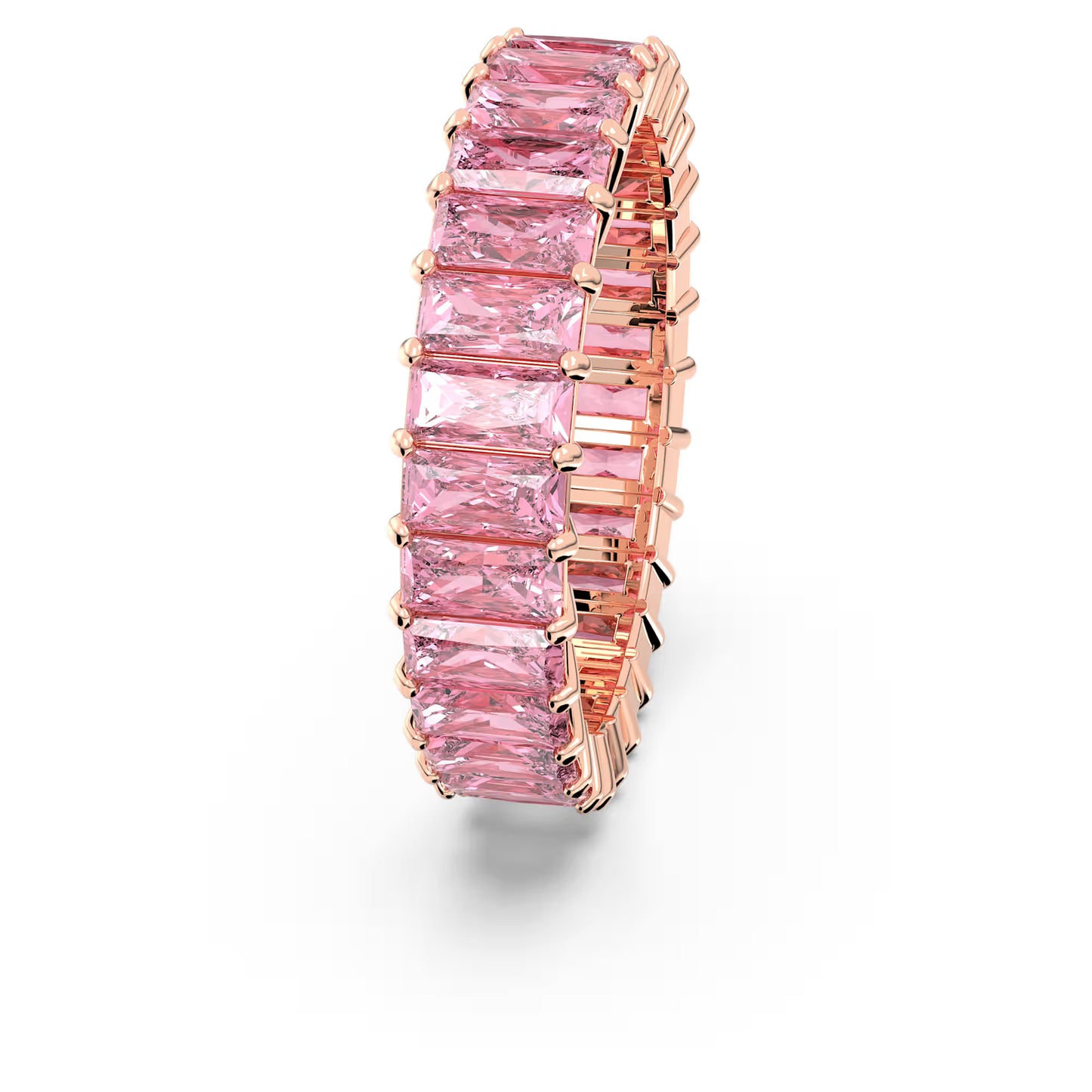 Matrix ring, Baguette cut, Pink, 18k rose gold finish, S58