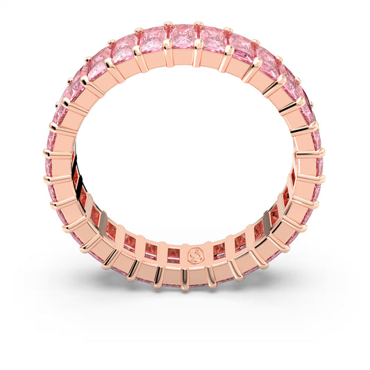 Matrix ring, Baguette cut, Pink, 18k rose gold finish, S58