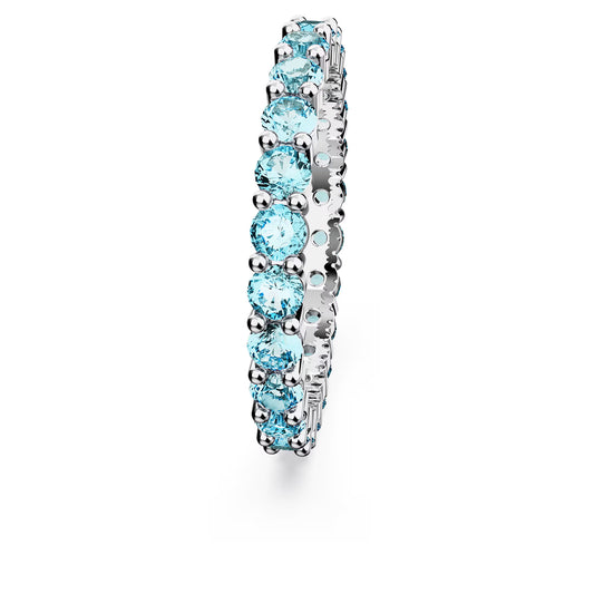 Matrix ring, Round cut, Blue, Rhodium plated