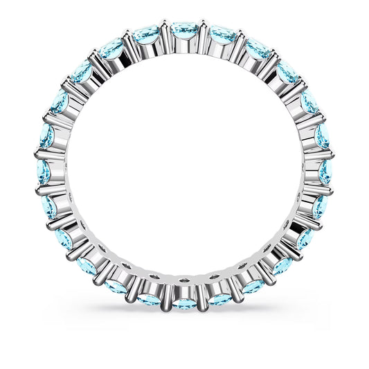 Matrix ring, Round cut, Blue, Rhodium plated