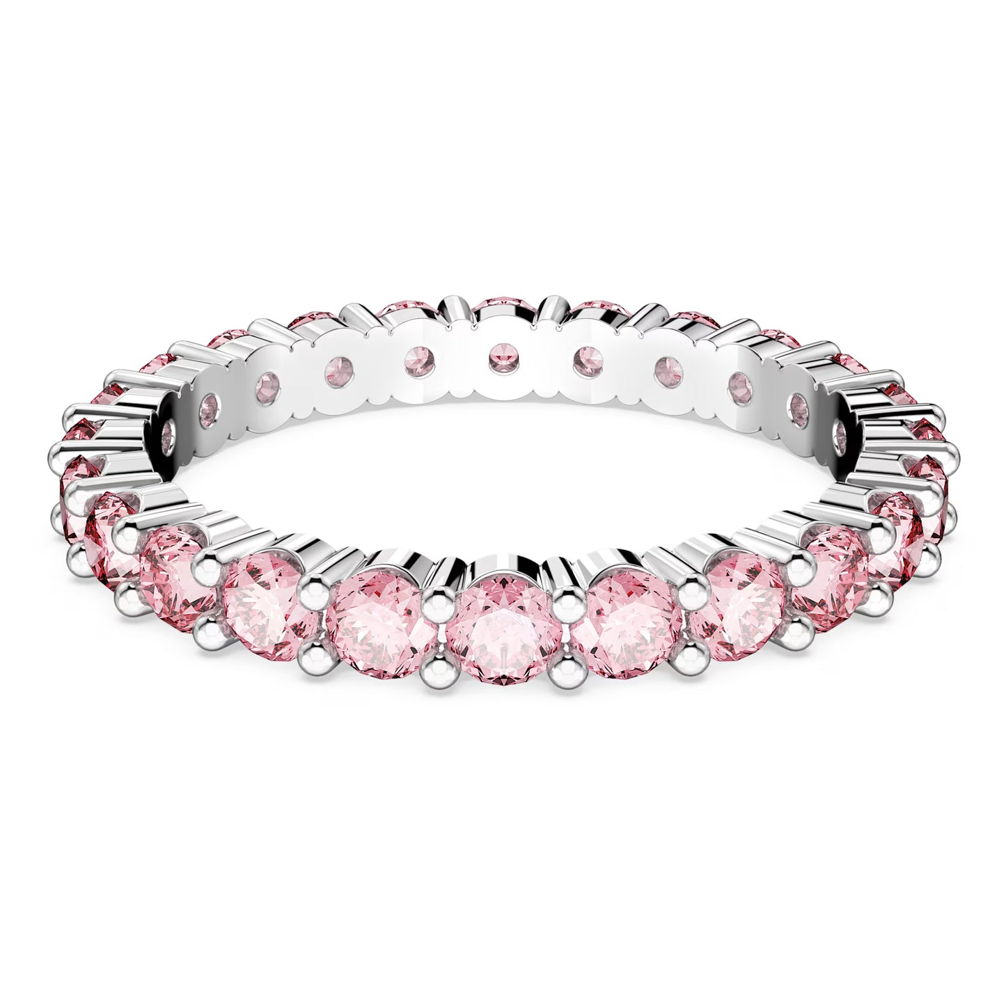 Matrix ring, Round cut, Pink, Rhodium plated