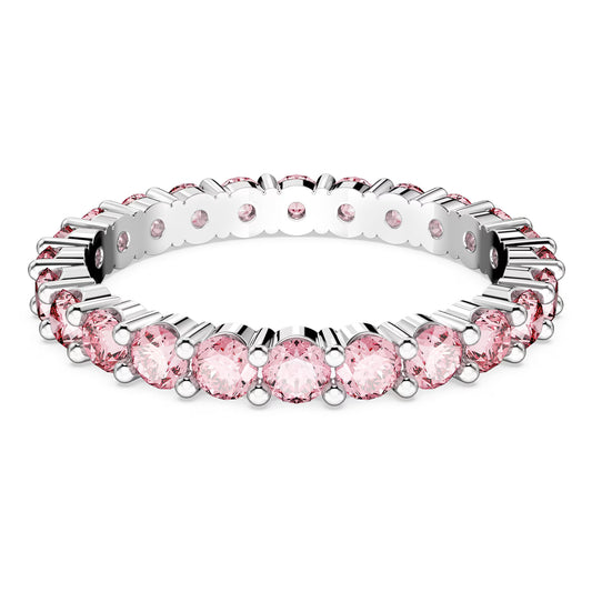 Matrix ring, Round cut, Pink, Rhodium plated