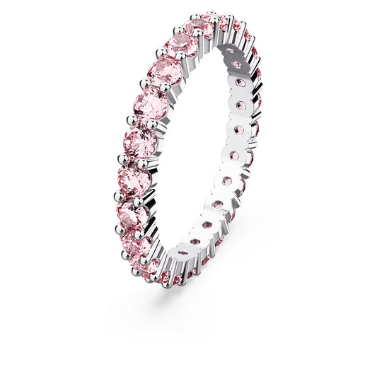 Matrix ring, Round cut, Pink, Rhodium plated