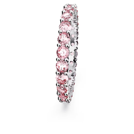 Matrix ring, Round cut, Pink, Rhodium plated