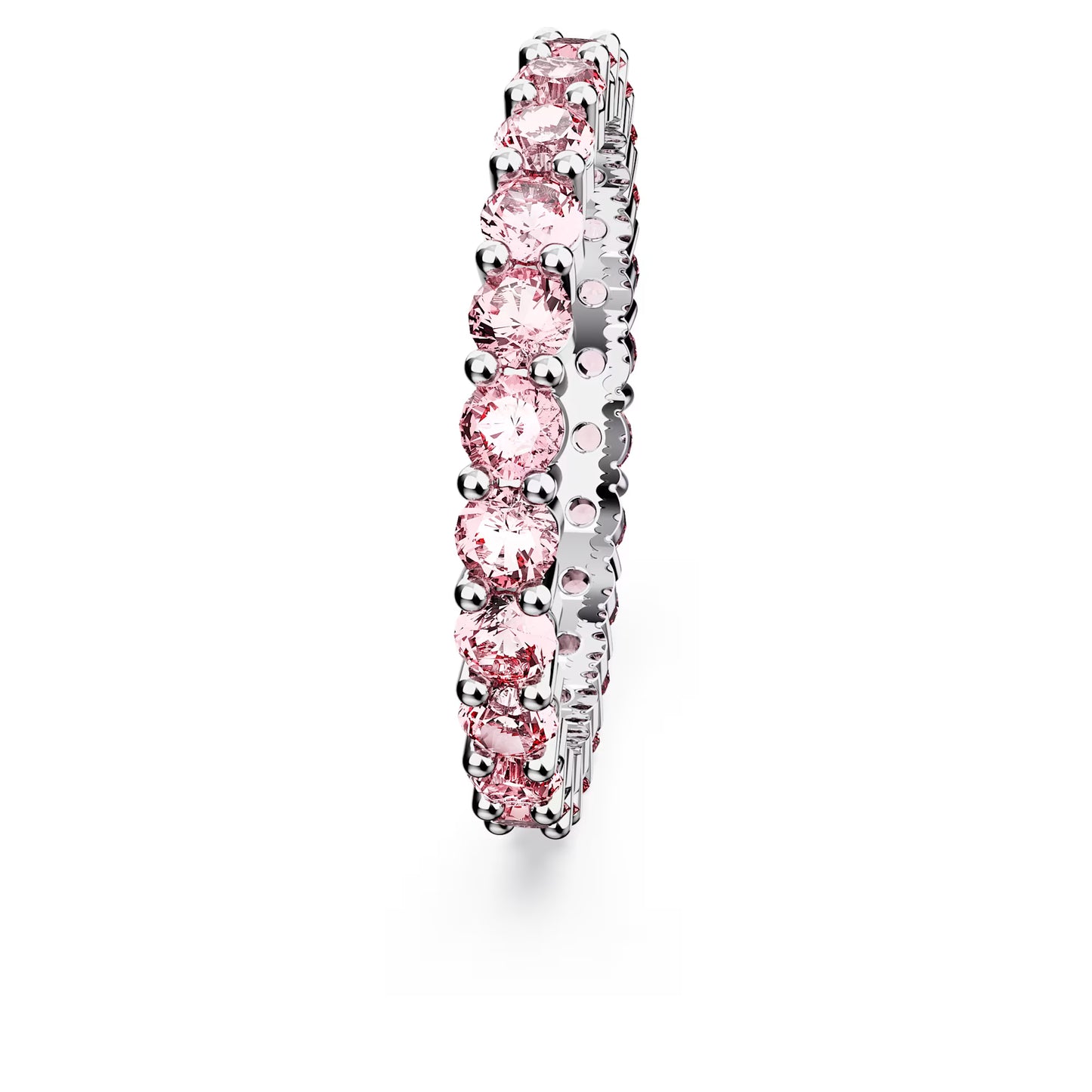 Matrix ring, Round cut, Pink, Rhodium plated