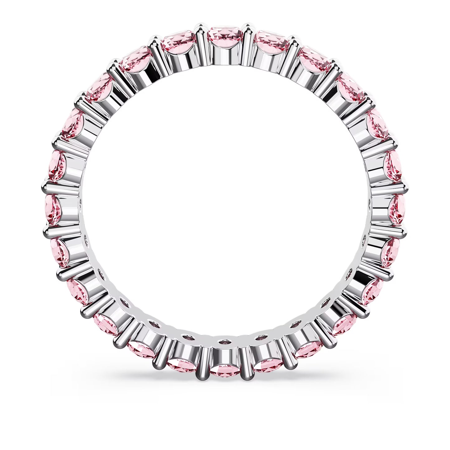 Matrix ring, Round cut, Pink, Rhodium plated
