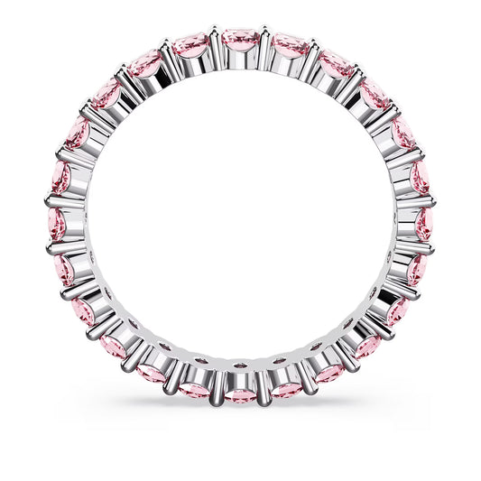 Matrix ring, Round cut, Pink, Rhodium plated