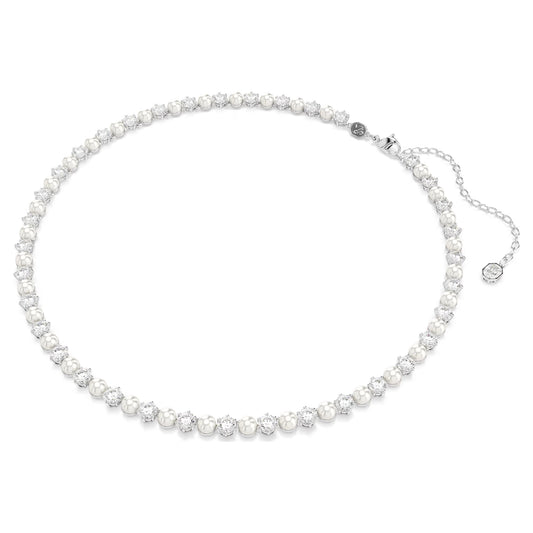 Matrix set, Crystal pearl, Round cut, White, Rhodium plated