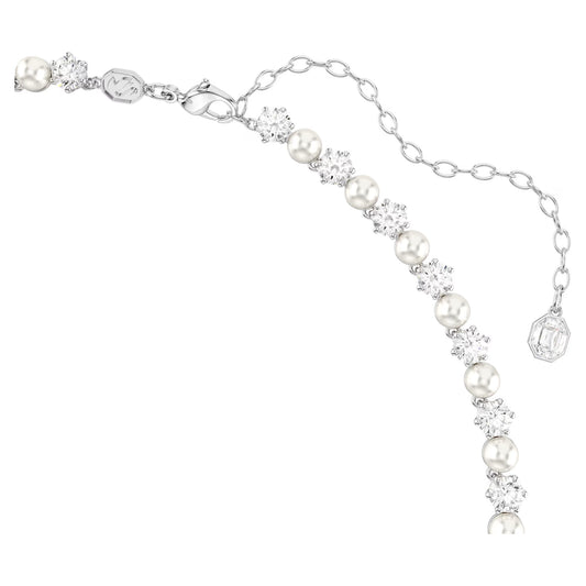 Matrix set, Crystal pearl, Round cut, White, Rhodium plated
