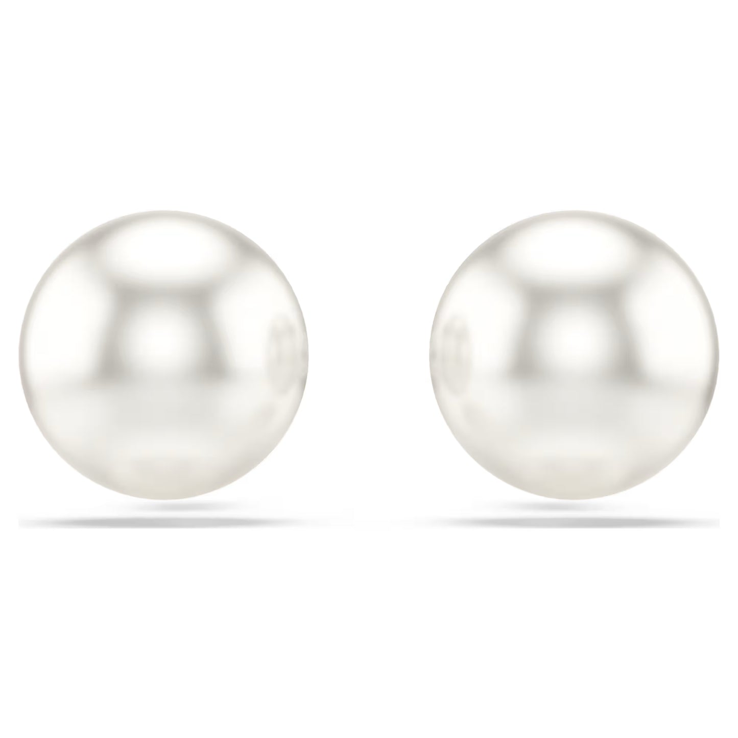 Matrix stud earrings, Crystal pearl, White, Rhodium plated