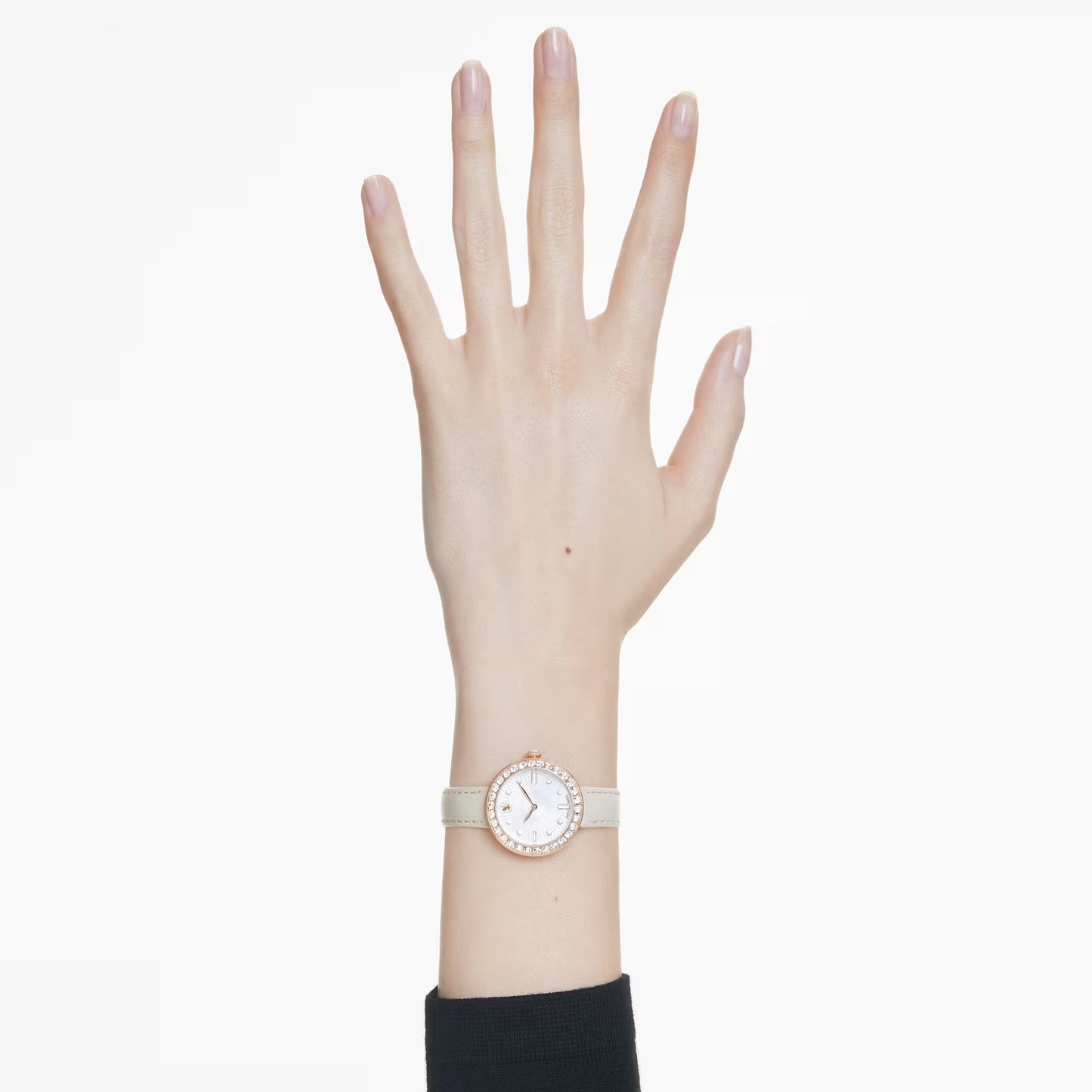 Matrix tennis 7-link watch, Swiss Made, Leather strap, Grey, Rose gold-tone finish