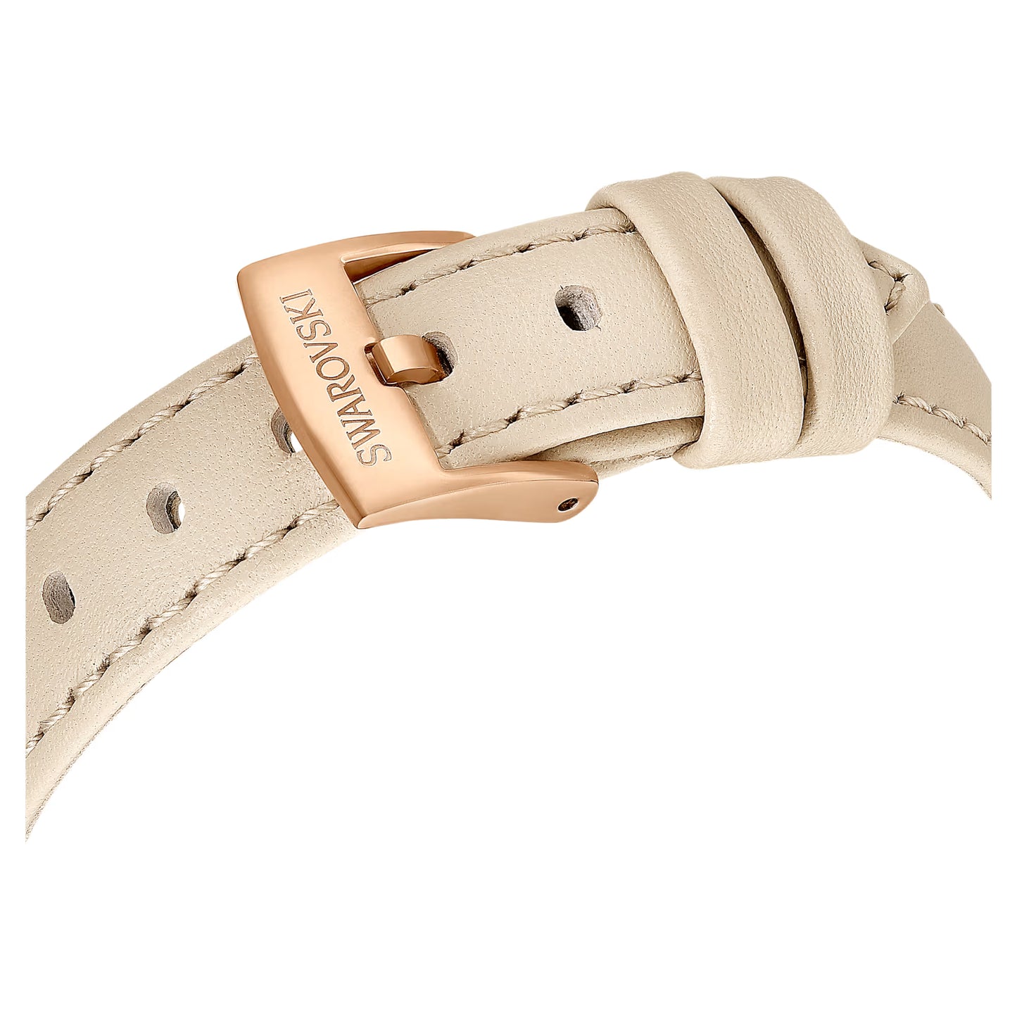 Matrix tennis 7-link watch, Swiss Made, Leather strap, Grey, Rose gold-tone finish