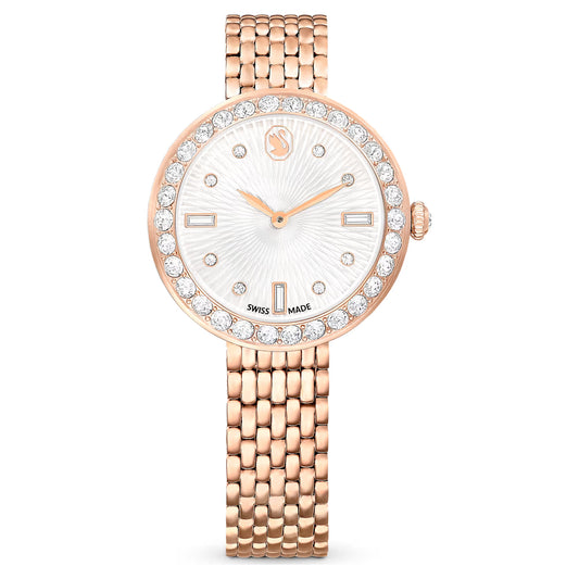 Matrix tennis 7-link watch, Swiss Made, Metal bracelet, Rose gold tone, Rose gold-tone finish