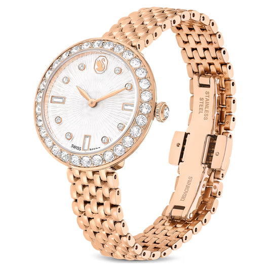 Matrix tennis 7-link watch, Swiss Made, Metal bracelet, Rose gold tone, Rose gold-tone finish