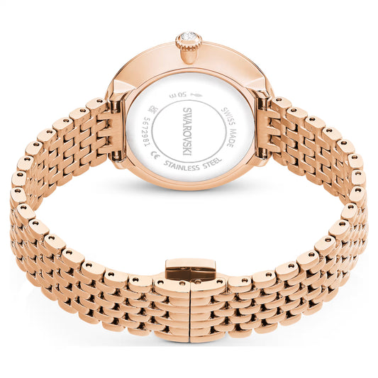 Matrix tennis 7-link watch, Swiss Made, Metal bracelet, Rose gold tone, Rose gold-tone finish