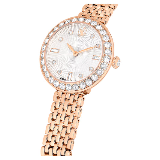 Matrix tennis 7-link watch, Swiss Made, Metal bracelet, Rose gold tone, Rose gold-tone finish