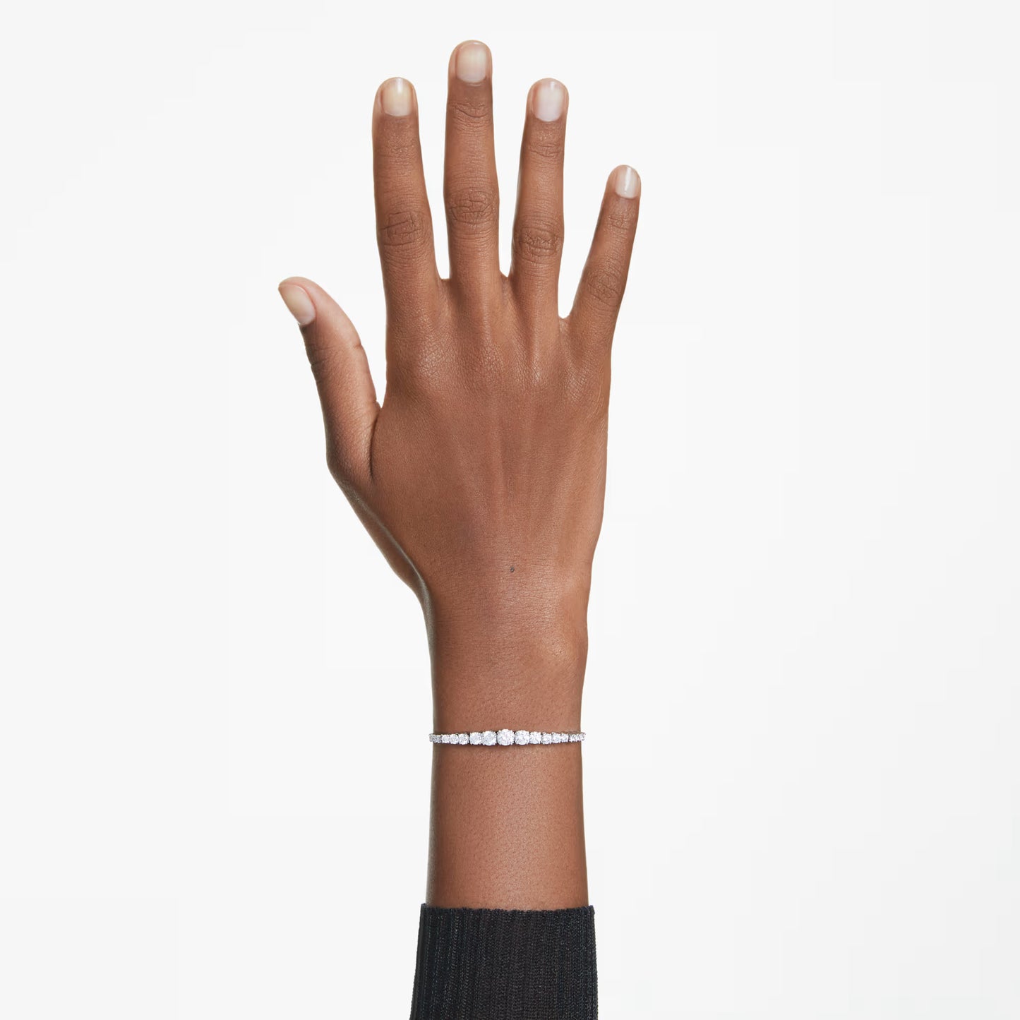 Matrix bracelet, Gradient of round cuts, Rhodium