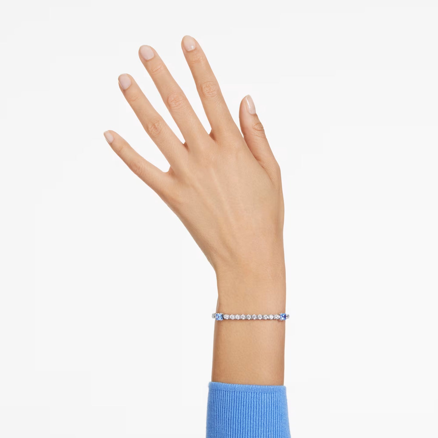 Matrix Tennis bracelet, Blue, Rhodium, Size M