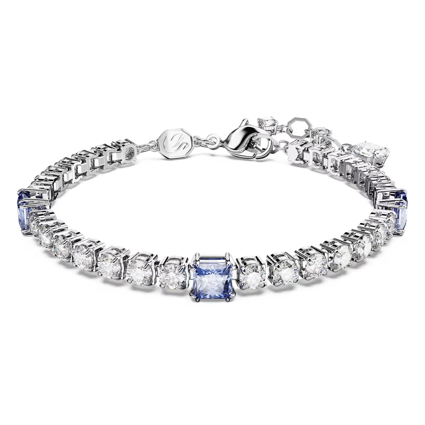 Matrix Tennis bracelet, Blue, Rhodium, Size M