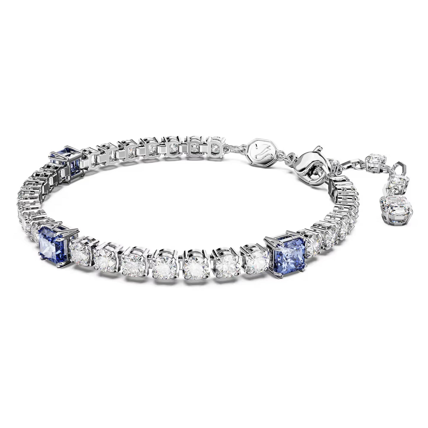 Matrix Tennis bracelet, Blue, Rhodium, Size M