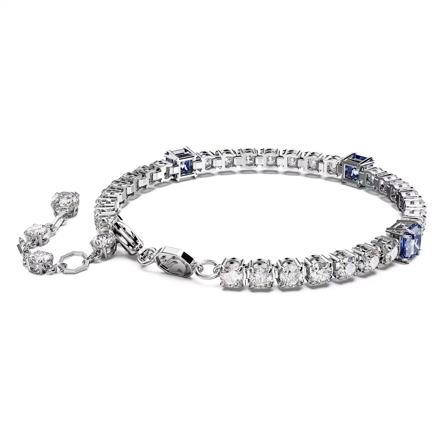 Matrix Tennis bracelet, Blue, Rhodium, Size M