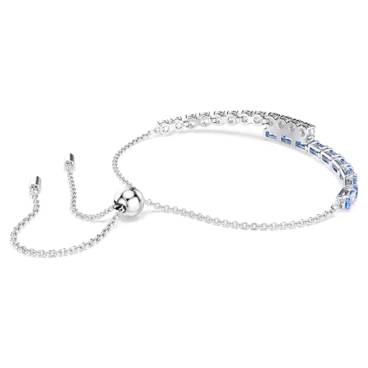 Matrix Tennis bracelet, Mixed cuts, Blue, Rhodium plated