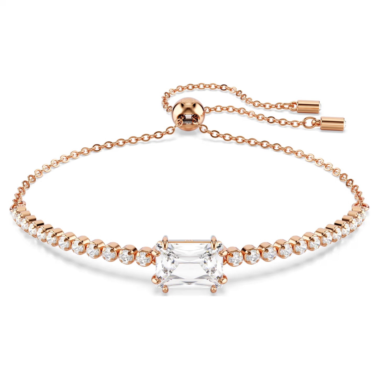 Matrix Tennis bracelet, Mixed cuts, White, Rose gold-tone plated