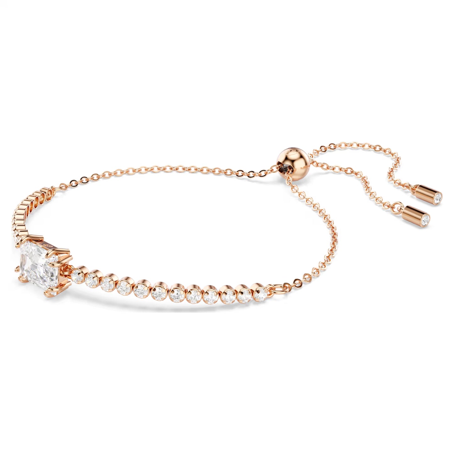Matrix Tennis bracelet, Mixed cuts, White, Rose gold-tone plated