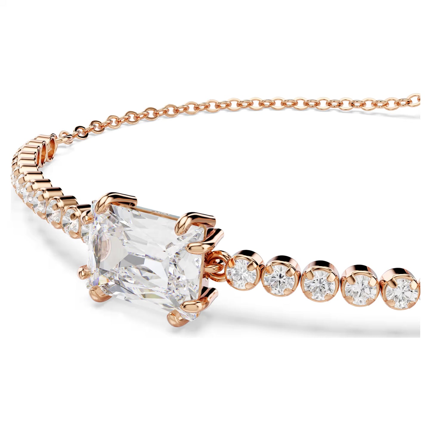 Matrix Tennis bracelet, Mixed cuts, White, Rose gold-tone plated