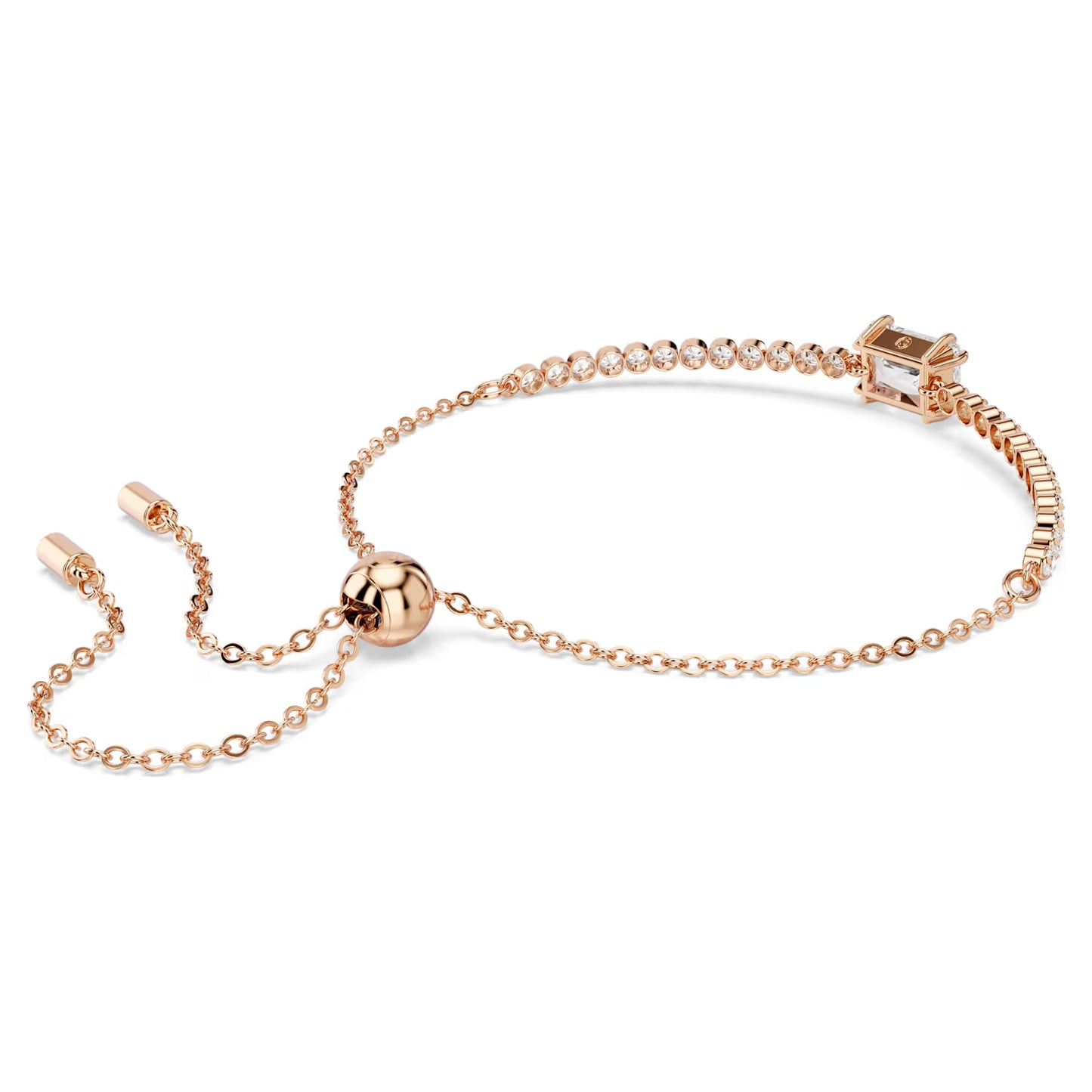 Matrix Tennis bracelet, Mixed cuts, White, Rose gold-tone plated