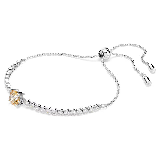 Matrix Tennis bracelet, Mixed cuts, White, Rhodium