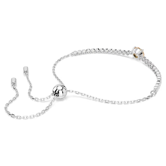 Matrix Tennis bracelet, Mixed cuts, White, Rhodium