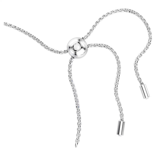 Matrix Tennis bracelet, Mixed round cuts, Blue, Rhodium plated