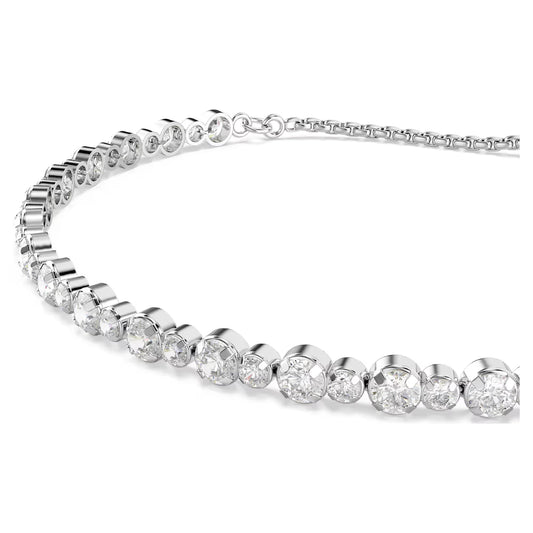 Matrix Tennis bracelet, Mixed round cuts, Rhodium
