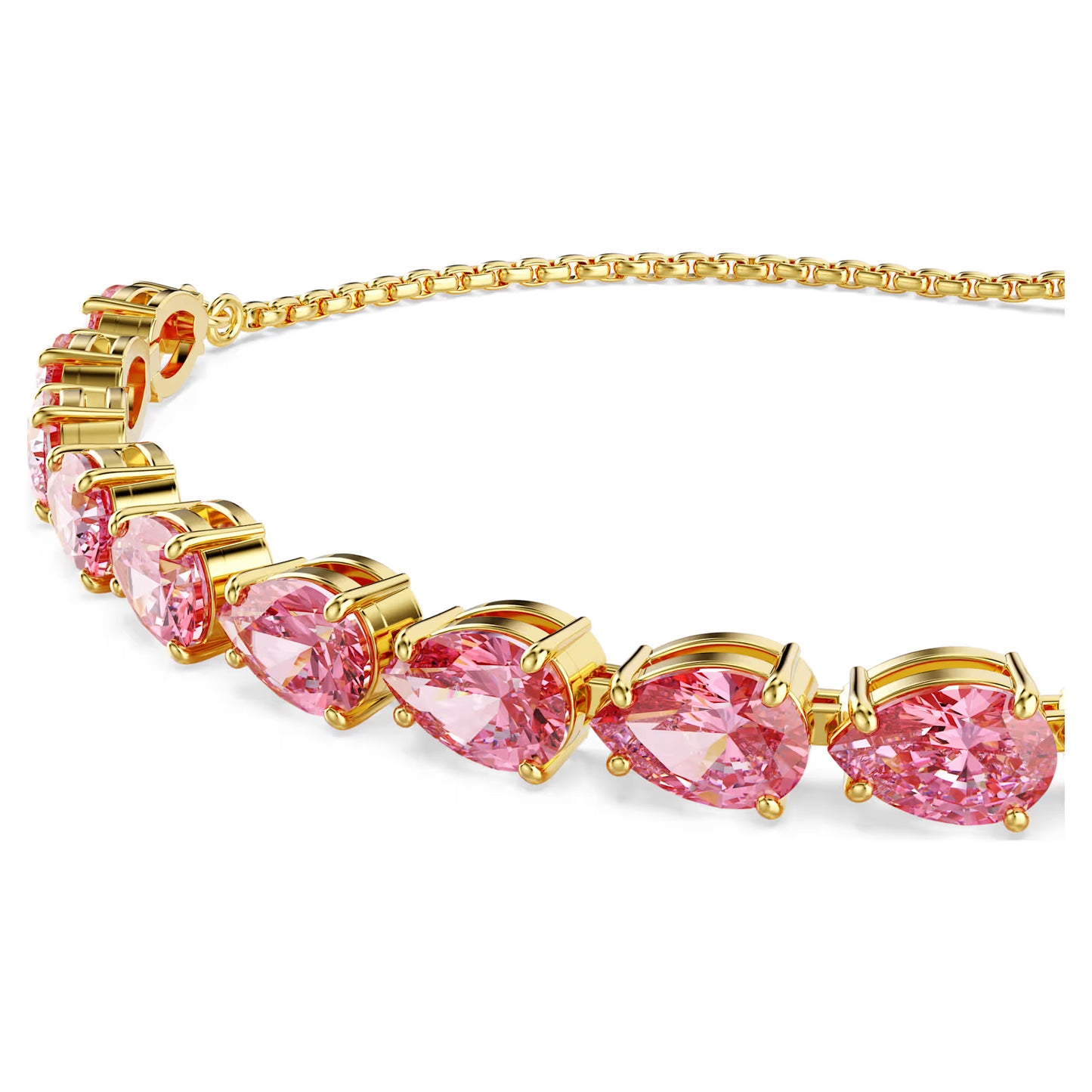 Matrix bracelet, Pear cut, Pink, Gold-tone plated