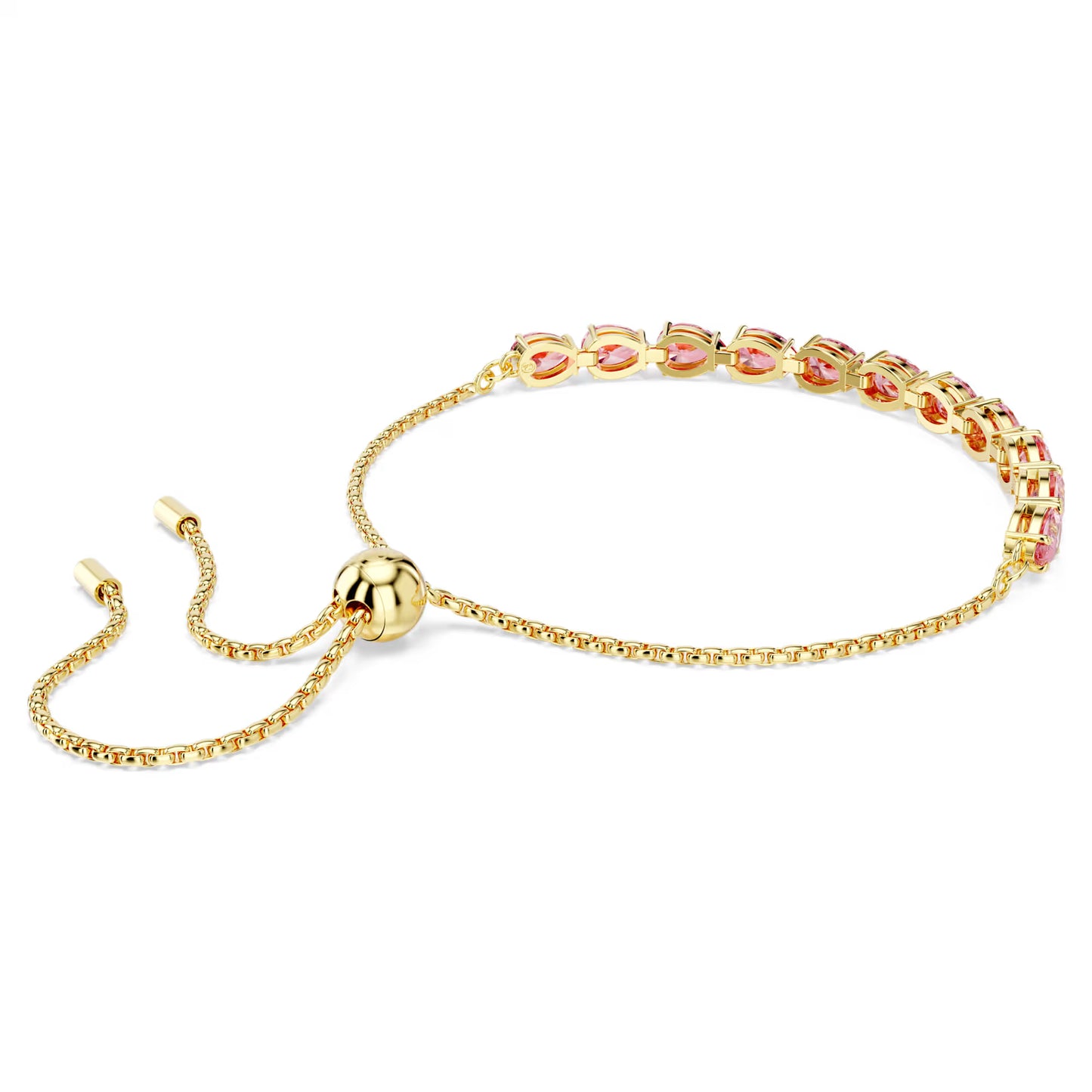 Matrix bracelet, Pear cut, Pink, Gold-tone plated