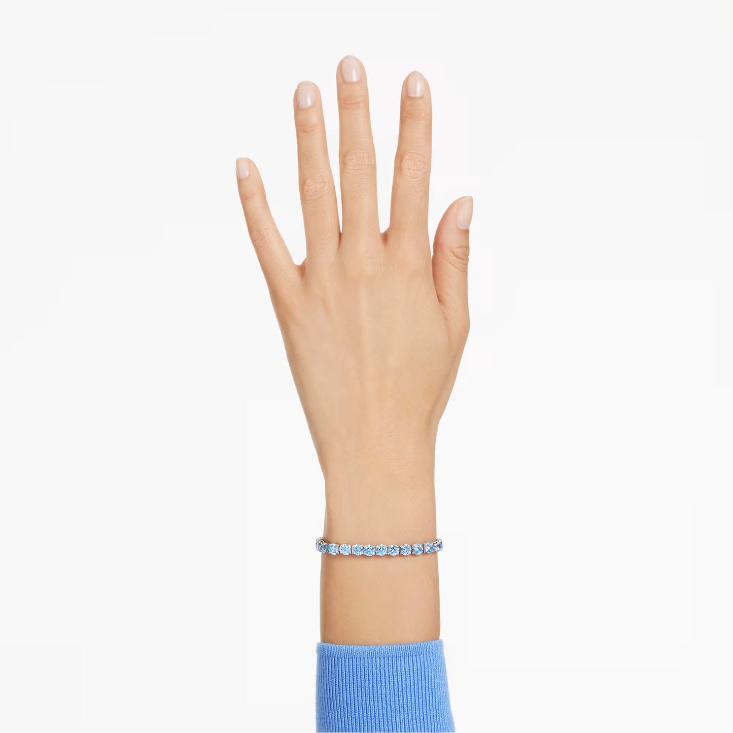 Matrix Tennis bracelet, Round, Blue, Rhodium, S