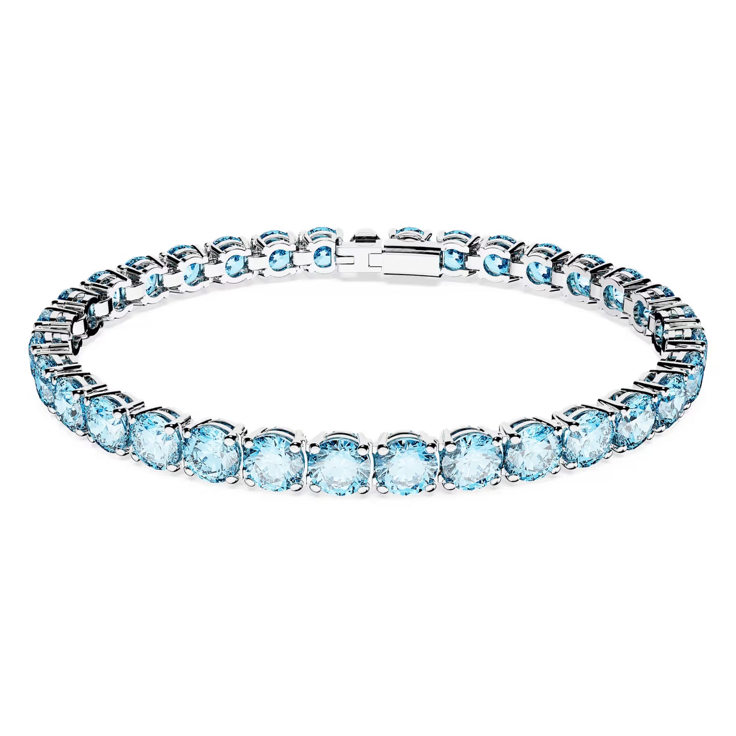 Matrix Tennis bracelet, Round, Blue, Rhodium, S