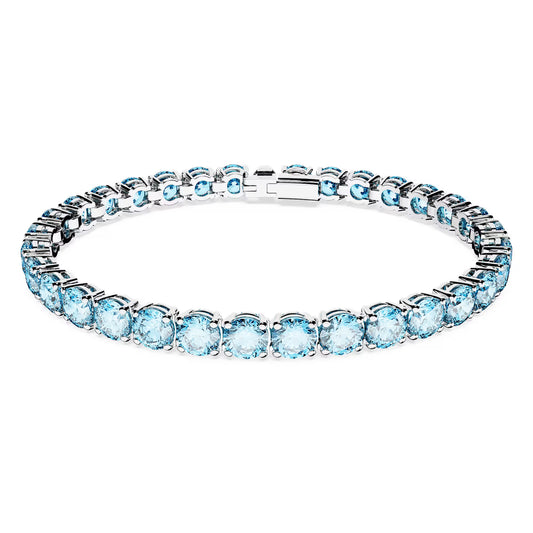 Matrix Tennis bracelet, Round, Blue, Rhodium, S