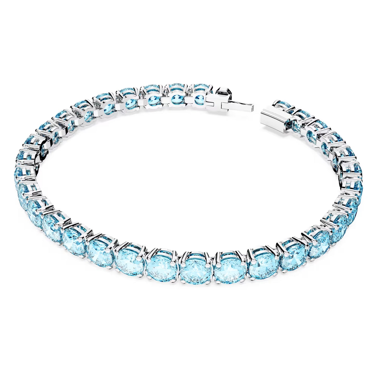 Matrix Tennis bracelet, Round, Blue, Rhodium, S