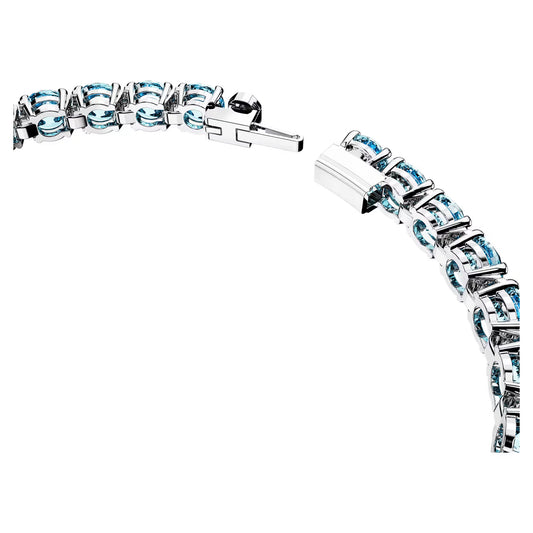 Matrix Tennis bracelet, Round, Blue, Rhodium, S