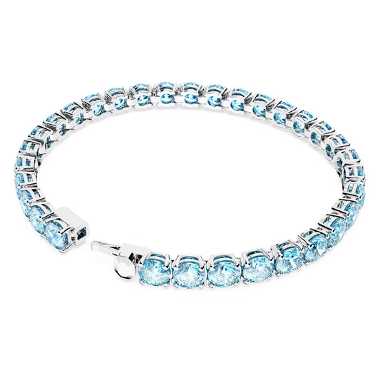 Matrix Tennis bracelet, Round, Blue, Rhodium, S