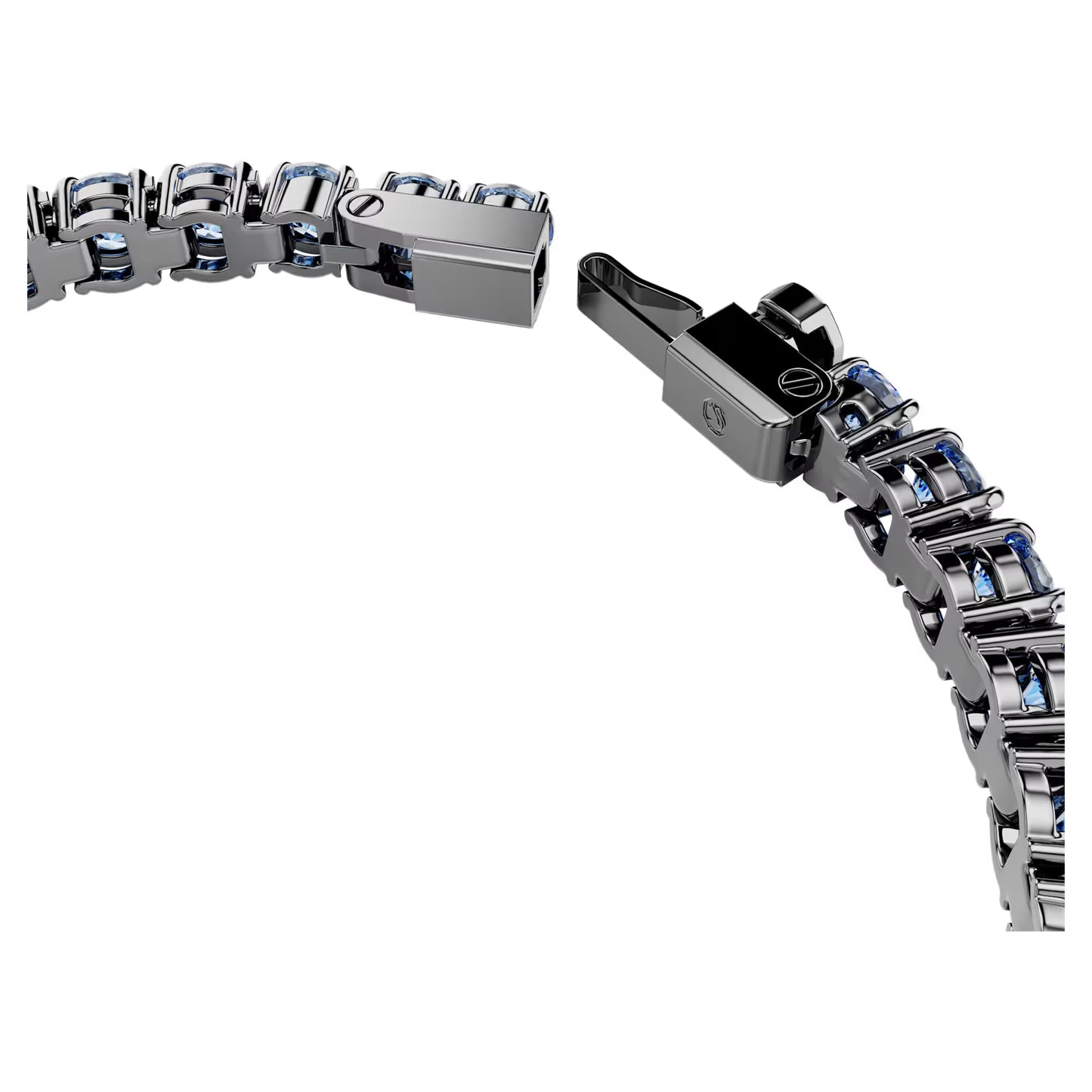 Matrix Tennis bracelet, Round cut, Blue, Ruthenium plated