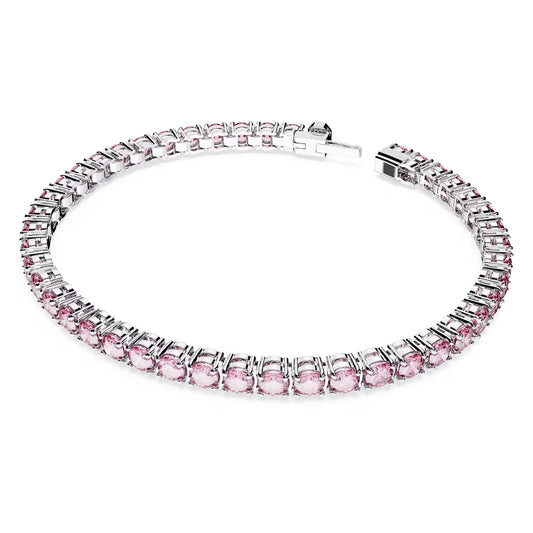 Matrix Tennis bracelet, Round cut, Pink, Medium